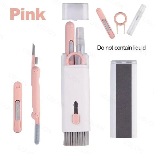 مجموعة تنظيف 7 في 1: فرشاة لوحة مفاتيح الكمبيوتر، قلم تنظيف سماعات الأذن، أدوات تنظيف سماعات الأذن، مجموعة سحب المفاتيح